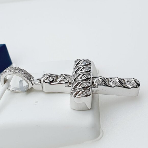 "925 Sterling Silver Plated CZ Pendant, EVBRS482 - Picture 9 of 10